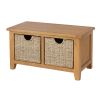 Country Oak Hallway Shoe Storage Bench 2 Wicker Baskets - 20% OFF SPRING SALE - 8