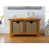 Country Oak Hallway Shoe Storage Bench 2 Wicker Baskets - 10% OFF SPRING SALE - 4