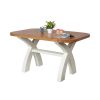 140cm Cream Painted Country Oak Dining Table Oval Corners - 10% OFF SPRING SALE - 3