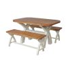 Country Oak 140cm cream painted dining table pair 120cm cross leg benches - SPRING SALE - 6