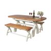 Country Oak 180cm CREAM PAINTED Extending Cross Leg Oval Table and 2 x 120cm Cross Leg CREAM Bench Set - SPRING SALE - 3