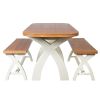 Country Oak 180cm CREAM PAINTED Extending Cross Leg Oval Table and 2 x 120cm Cross Leg CREAM Bench Set - SPRING SALE - 4