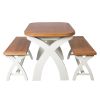 Country Oak 180cm CREAM PAINTED Extending Cross Leg Oval Table and 2 x 120cm Cross Leg CREAM Bench Set - SPRING SALE - 7