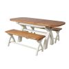 Country Oak 180cm CREAM PAINTED Extending Cross Leg Oval Table and 2 x 120cm Cross Leg CREAM Bench Set - SPRING SALE - 9