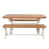 Country Oak 180cm cream painted dining table pair 160cm cross leg benches - SPRING SALE - 3