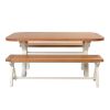 Country Oak 180cm cream painted dining table pair 160cm cross leg benches - SPRING SALE - 3