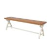 1.6m Cream Painted Cross Leg Oak Bench - 20% OFF SPRING SALE - 3