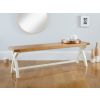 1.6m Cream Painted Cross Leg Oak Bench - 10% OFF SPRING SALE - 2