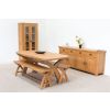 Country Oak 180cm Cross Leg Oval Table & 2 x 160cm Benches Dining Set - 2