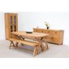Country Oak 180cm Cross Leg Oval Table & 2 x 160cm Benches Dining Set - 4