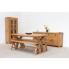 Country Oak 180cm Cross Leg Oval Table & 2 x 160cm Benches Dining Set - 6