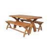 Country Oak 180cm Cross Leg Oval Table & 2 x 160cm Benches Dining Set - 9