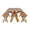 Country Oak 180cm X Leg Table Pair Of 160cm Bench Set - SPRING SALE - 2