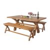 Country Oak 180cm X Leg Table Pair Of 160cm Bench Set - SPRING SALE - 3
