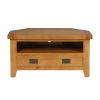 Country Oak Assembled Corner TV Unit with Drawer - 10% OFF CODE SAVE - 5