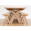 Country Oak 140cm X Leg Table and 2 120cm X Leg Country Oak Benches - SPRING SALE - 4