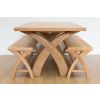 Country Oak 140cm X Leg Table and 2 120cm X Leg Country Oak Benches - SPRING SALE - 3