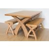 Country Oak 140cm X Leg Table and 2 120cm X Leg Country Oak Benches - SPRING SALE - 5