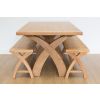 Country Oak 140cm X Leg Table and 2 120cm X Leg Country Oak Benches - SPRING SALE - 6