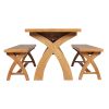 Country Oak 140cm X Leg Table and 2 120cm X Leg Country Oak Benches - SPRING SALE - 2