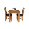 Country Oak 80cm Oak Table and 2 Grasmere Brown Leather Chair Set - SPRING SALE - 3