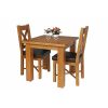 Country Oak 80cm Oak Table and 2 Grasmere Brown Leather Chair Set - SPRING SALE - 4