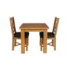 Country Oak 80cm Oak Table and 2 Grasmere Brown Leather Chair Set - SPRING SALE - 5