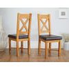 Country Oak 80cm Oak Table and 2 Grasmere Brown Leather Chair Set - SPRING SALE - 6