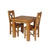 Country Oak 80cm Oak Table and 2 Grasmere Oak Seat Chair Set - SPRING SALE - 2