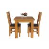 Country Oak 80cm Oak Table and 2 Windermere Brown Leather Chair Set - SPRING SALE - 3