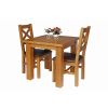 Country Oak 80cm Oak Table and 2 Windermere Brown Leather Chair Set - SPRING SALE - 4