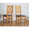 Windermere Cross Back Oak Dining Chair With Brown Leather Seat - 10% OFF SPRING SALE - 2