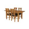 Country Oak 180cm Extending Oak Table and 4 Grasmere Brown Leather Seat Chair Set - SPRING SALE - 2