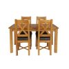 Country Oak 180cm Extending Oak Table and 4 Grasmere Brown Leather Seat Chair Set - SPRING SALE - 3