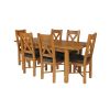 Country Oak 180cm Extending Oak Table and 6 Grasmere Brown Leather Seat Chair Set - SPRING SALE - 2