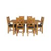 Country Oak 180cm Extending Oak Table and 6 Grasmere Brown Leather Seat Chair Set - SPRING SALE - 3