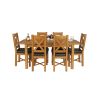 Country Oak 180cm Extending Oak Table and 6 Grasmere Brown Leather Seat Chair Set - SPRING SALE - 4