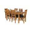 Country Oak 180cm Extending Oak Table and 6 Grasmere Brown Leather Seat Chair Set - SPRING SALE - 5