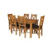 Country Oak 180cm Extending Oak Table and 6 Grasmere Brown Leather Seat Chair Set - SPRING SALE - 6