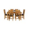 Country Oak 180cm Extending Oak Table and 6 Grasmere Brown Leather Seat Chair Set - SPRING SALE - 8