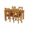 Country Oak 180cm Extending Oak Table and 4 Grasmere Timber Seat Chair Set - 3