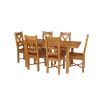Country Oak 180cm Extending Oak Table and 6 Grasmere Timber Seat Chair Set - 2