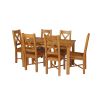 Country Oak 180cm Extending Oak Table and 6 Grasmere Timber Seat Chair Set - 3