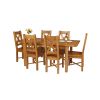 Country Oak 180cm Extending Oak Table and 6 Grasmere Timber Seat Chair Set - 4
