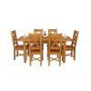 Country Oak 180cm Extending Oak Table and 6 Grasmere Timber Seat Chair Set - 5