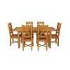 Country Oak 180cm Extending Oak Table and 6 Grasmere Timber Seat Chair Set - 7