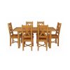 Country Oak 180cm Extending Oak Table and 6 Grasmere Timber Seat Chair Set - 7