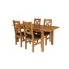 Country Oak 180cm Extending Oak Table and 4 Windermere Brown Leather Seat Chair Set - 2