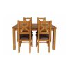 Country Oak 180cm Extending Oak Table and 4 Windermere Brown Leather Seat Chair Set - 3