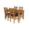 Country Oak 180cm Extending Oak Table and 4 Windermere Brown Leather Seat Chair Set - 4